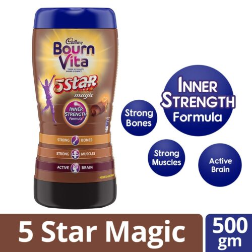 Cadbury Bournvita 5 Star Magic Chocolate Health Drink, 500g Jar-3932