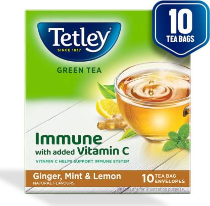 Tetley Green Tea, Ginger Mint Lemon, 10 Tea Bags-0