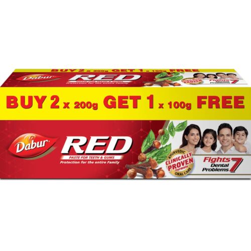 Dabur Red Paste Toothpaste, 500g (200g+200g+100g)-0