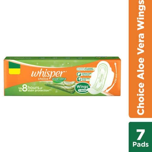Whisper Choice Aloevera Freshness Sanitary Pads Wings, 7 Pieces-0