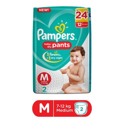 Pampers Baby Dry Pants Medium Size, 2 Pieces-0