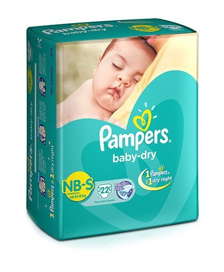 Pampers Baby Dry Diapers New Born-S Size, 22 Pieces-0