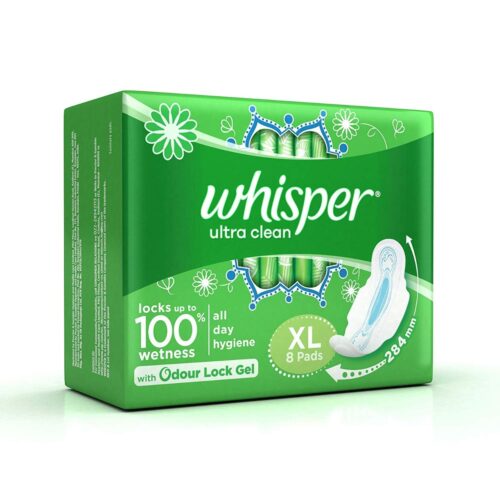 Whisper Ultra Clean Sanitary Pads XL, 8 Pieces-0