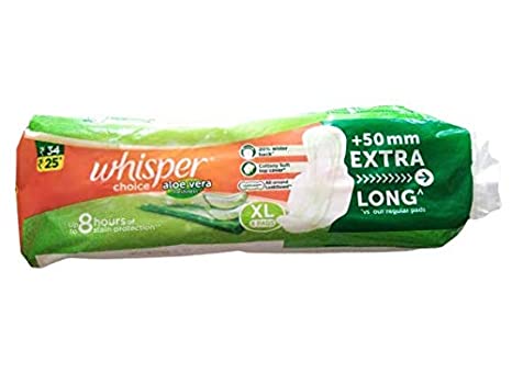 Whisper Choice Aloevera Freshness Sanitary Pads XL, 6 Pieces-0