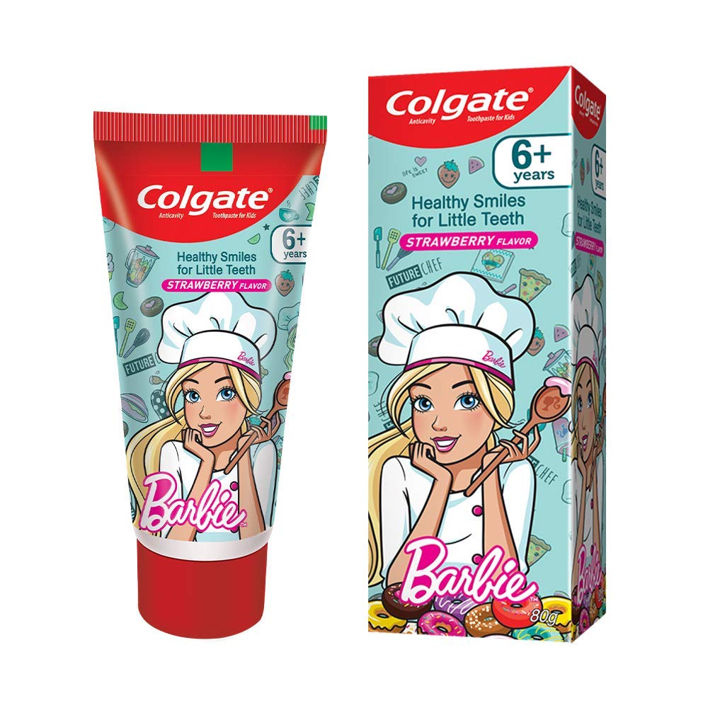 Colgate Barbie Strawberry Flavor Toothpaste for Kids, 80g-0