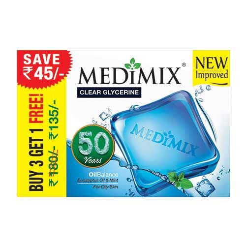 Medimix Clear Glycerine Oil Balance Soap, 100g (Buy 3 Get 1 Free)-0