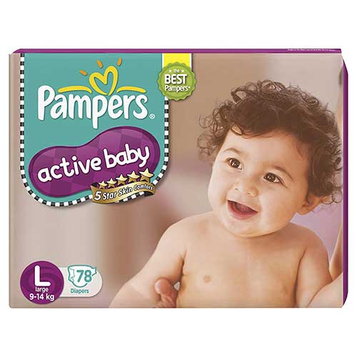 Pampers Active Baby Diapers, Large, 78N-0