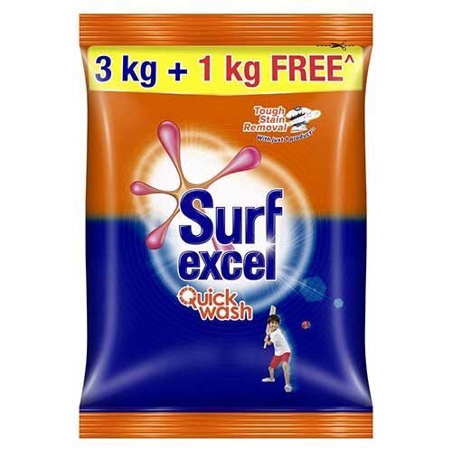 Surf Excel Quick Wash Detergent Powder, 3Kg + 1Kg Free-0
