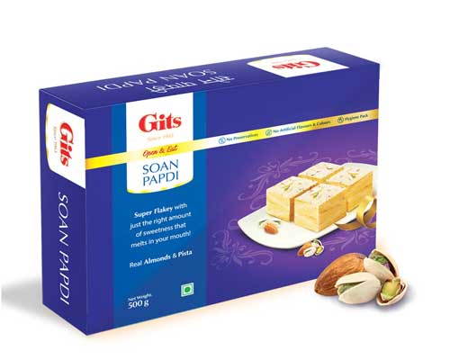 Gits Soan Papdi With Real Almonds & Pista, 500g -0
