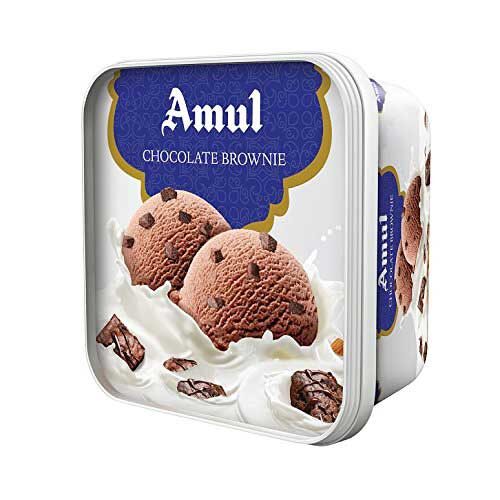 Amul Chocolate Brownie Ice Cream, 1lt Tub-0