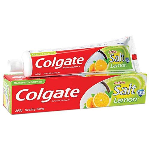 Colgate Active Salt Lemon Toothpaste, Germ Fighting Toothpaste for Healthy Gums, Removes Yellowness of Teeth, 200g