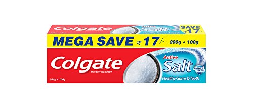 Colgate Active Salt Toothpaste, Germ Fighting Toothpaste for Healthy Gums and Teeth, 300g, 200g X 1 and 100g X 1 Saver Pack