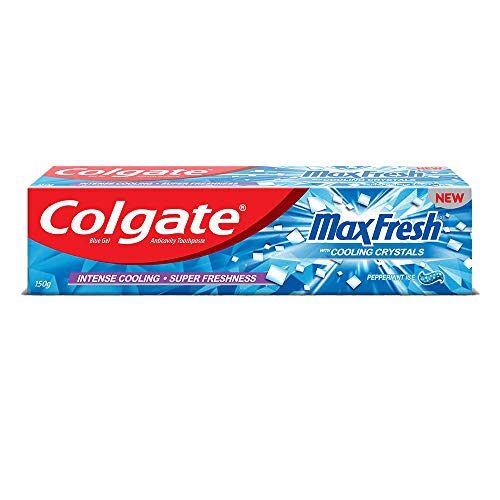 Colgate MaxFresh Toothpaste, Blue Gel Paste with Menthol for Super Fresh Breath, 150g Peppermint Ice