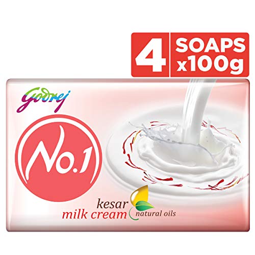 Godrej No1 Bathing Soap, Kesar & Milk Cream, 100g Pack of 41 FREE