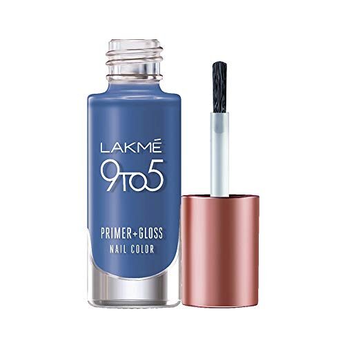 Lakme 9 to 5 Primer + Gloss Nail Colour, Indigo Ink, 6 ml