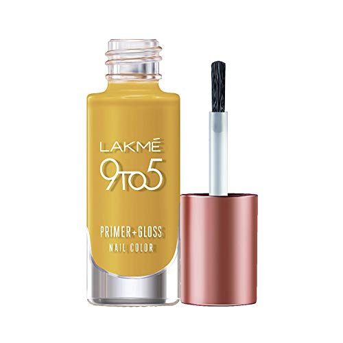 Lakme 9 to 5 Primer + Gloss Nail Colour, Mustard Master, 6 ml