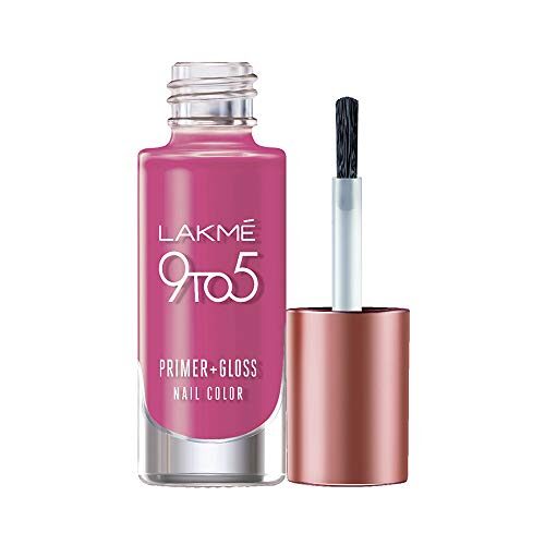 Lakme 9 to 5 Primer + Gloss Nail Colour, Pink Pace, 6 ml