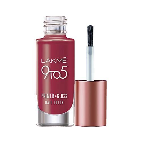 Lakme 9 to 5 Primer Gloss Nail Colour, Ruby Rush, 6 ml
