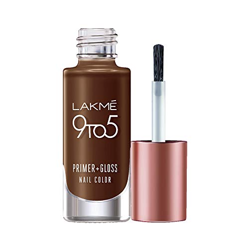 Lakme 9 to 5 Primer + Gloss Nail Colour, Woody Desk, 6 ml