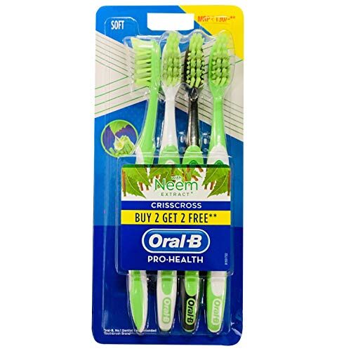 OralB Criss Cross Toothbrush with Neem Extract, Soft Buy 2 Get 2 Free