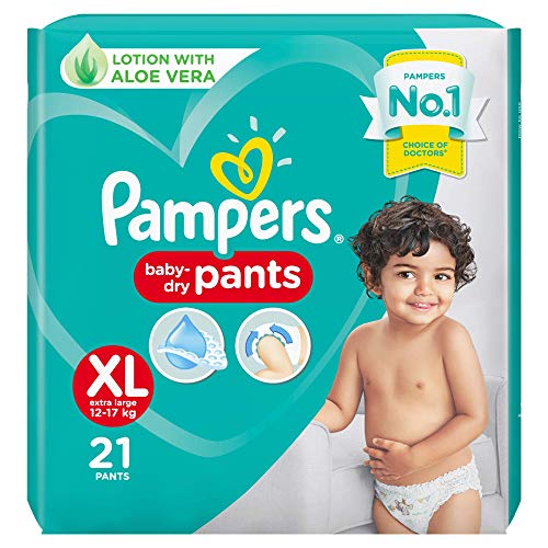 Pampers All round Protection Pants, Extra Large size baby diapers XL, 21 Count, Anti Rash diapers, Lotion with Aloe Vera