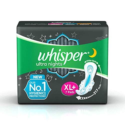 Whisper Ultra Night Sanitary Pads for Women, XL+ 7 Napkins