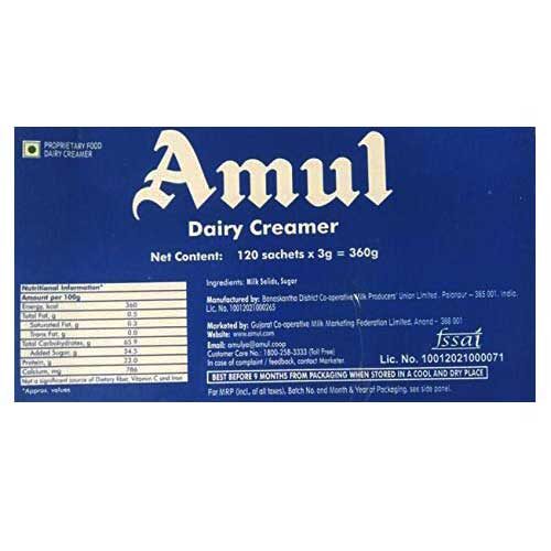 Amul Dairy Creamer, 120sachets x 3g (360g)-10740