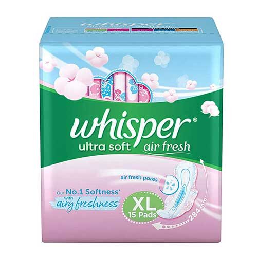 Whisper Ultra Soft Sanitary Pads, XL, 15 Pads-0