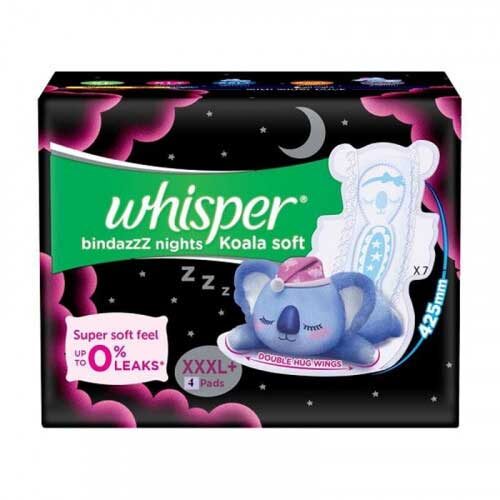 Whisper Bindazzz Night Koala Soft Sanitary Pads, XXXL Plus, 4 Pads-0