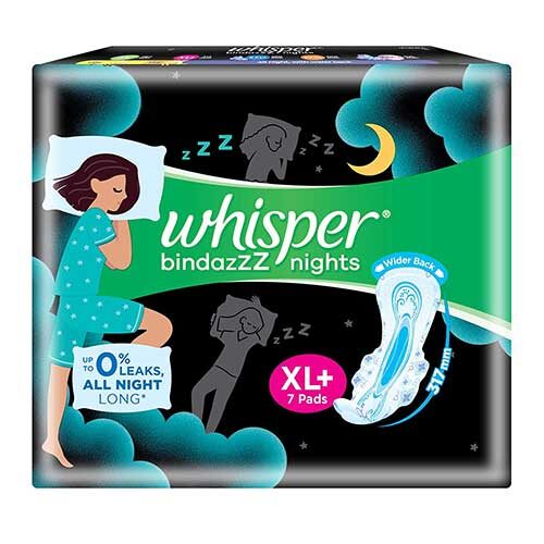 Whisper Ultra Night Sanitary Pads, XL+, 7 Pads-0