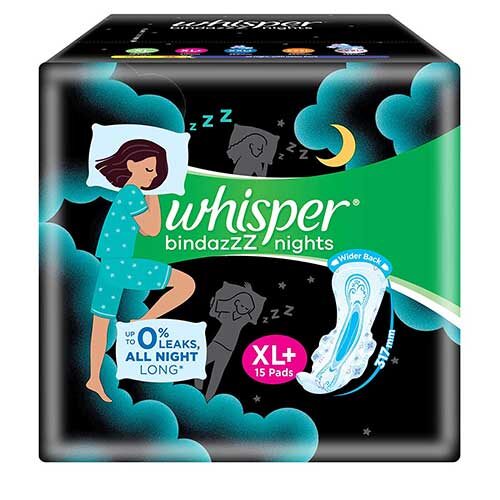 Whisper Ultra Night Sanitary Pads, XL+, 15 Pads-0