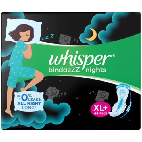Whisper Bindazzz Nights Sanitary Pads, Xl+, 44 Pads-0
