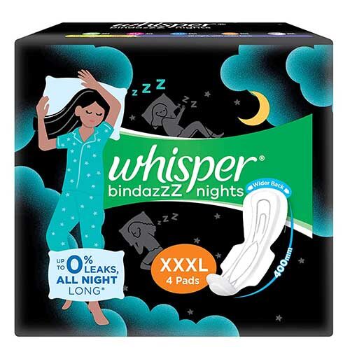 Whisper Ultra Night Sanitary Pads, XXXL 4 Pads-0