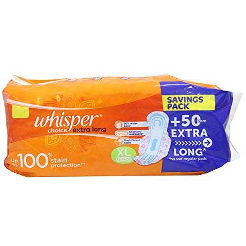 Whisper Choice Extra Long Sanitary Pads, XL, 18 Pads-0