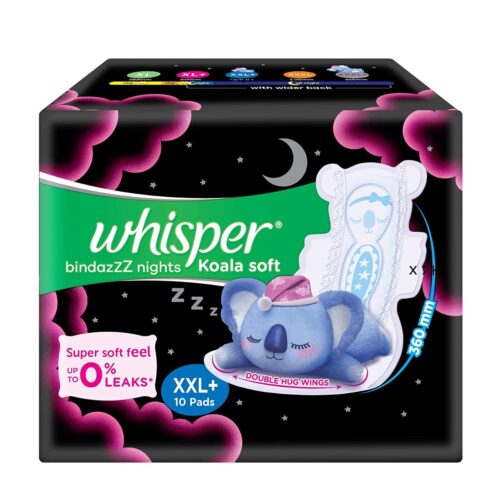 Whisper Bindazzz Nights Koala Soft Sanitary Pads, XXL+ Pack of 10 Napkins-0