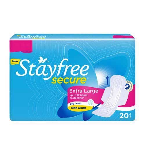 Stayfree Sanitary Pads Secure Dry XL With Wings, 20 Pads-0