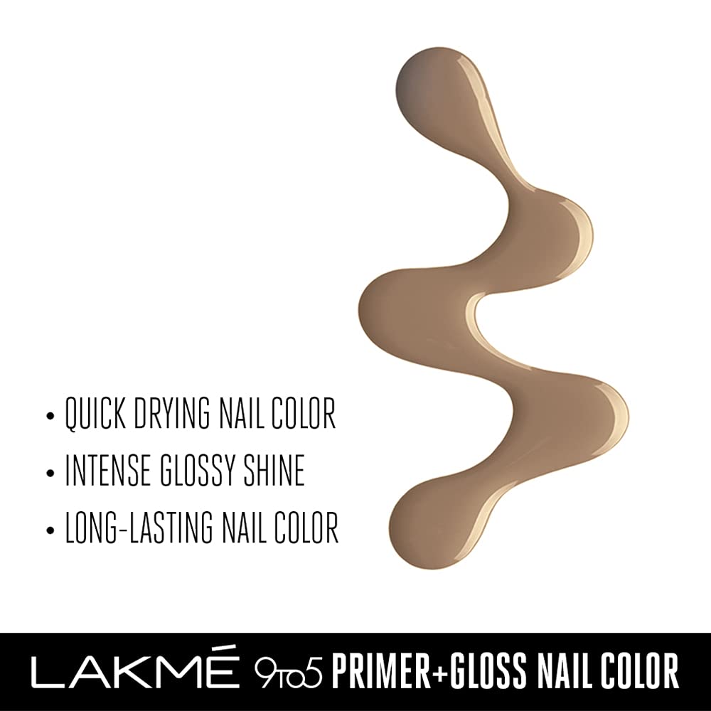 LAKMÉ 9to5 Primer + Gloss Nail Colour, Brown Sandcastle, 6 ml-11514