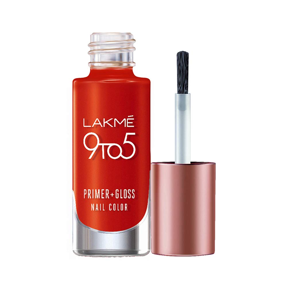 Lakmé 9To5 Primer + Gloss Nail Colour, Cherry Red, 6 ml-0