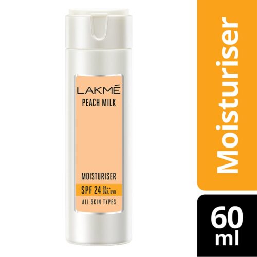 Lakme Peach Milk Moisturizer SPF 24 PA++ Sunscreen Lotion, Lightweight, Locks Moisture For 12 Hours With Sun Protection, 60 ml-11477