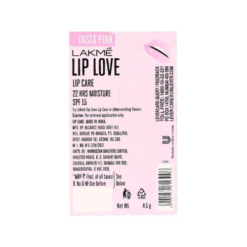 Lakme Lip Love Chapstick, Insta Pink, 4.5g-11233