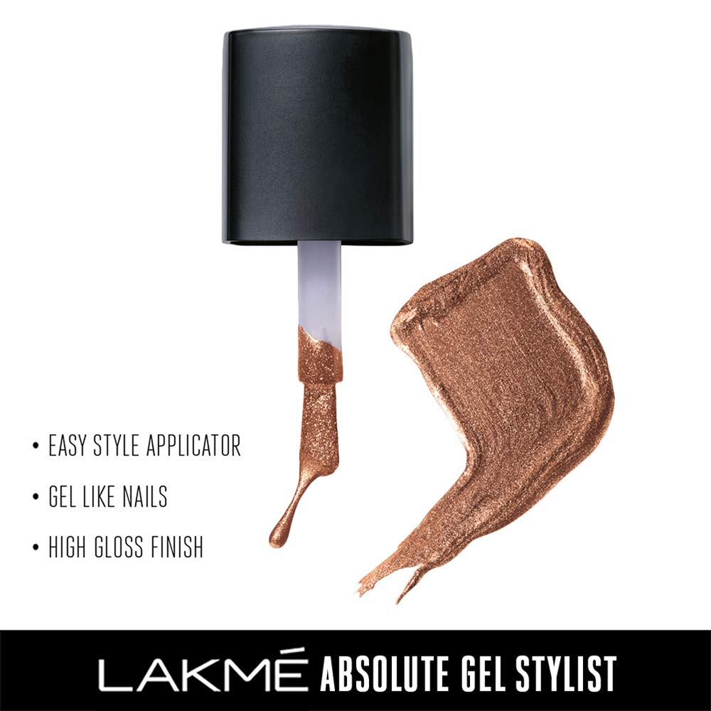 Lakme Absolute Gel Stylist Nail Color, Gold Dust, 12 ml-11512