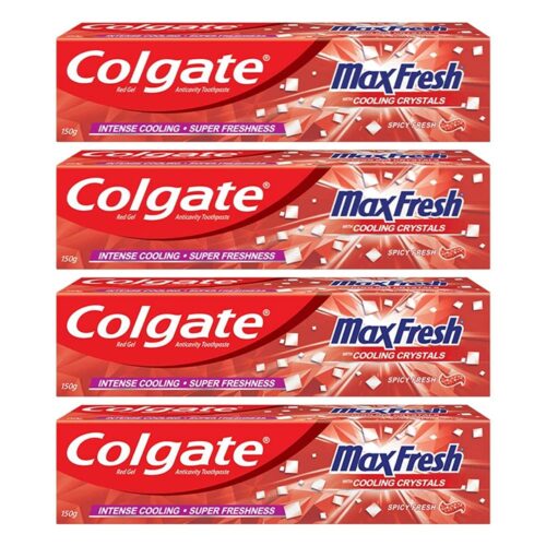 Colgate Max Fresh Toothpaste, Red Gel Paste With Menthol For Super Fresh Breath, 600g, 150g X 4 Spicy Fresh-11414