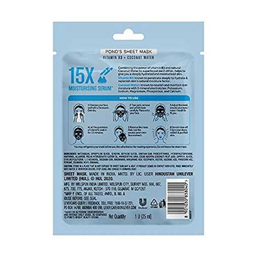 Ponds Hydrating Sheet Mask, Coconut Water & Vitamin B3 25 ml-11839