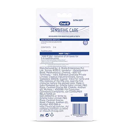 Oral B Sensitive Care Toothbrush, Extra Soft (Pack of 5)-11900