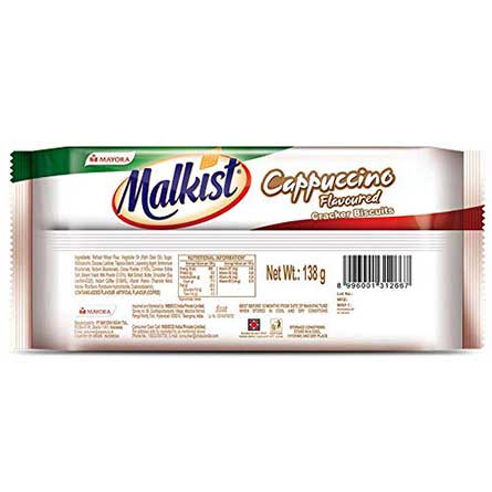 Malkist Cappuccino Flavoured Crunchy Layered Crackers - Cappuccino Coated Biscuit - 138gm-11887