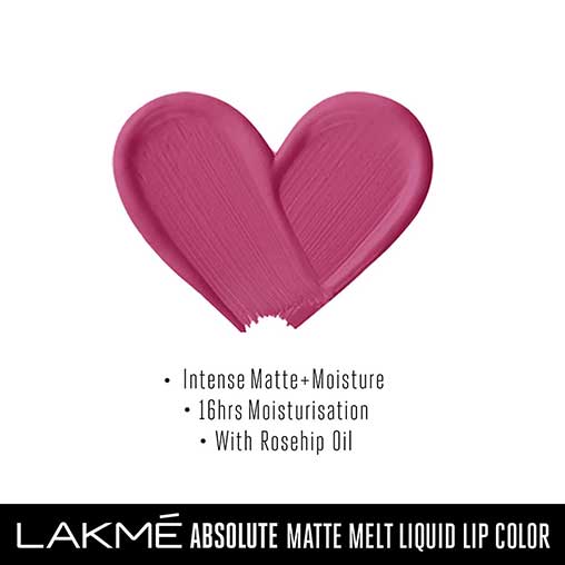Lakmé Absolute Matte Melt Liquid Lip Color, Firey Pink, 6 ml-11837