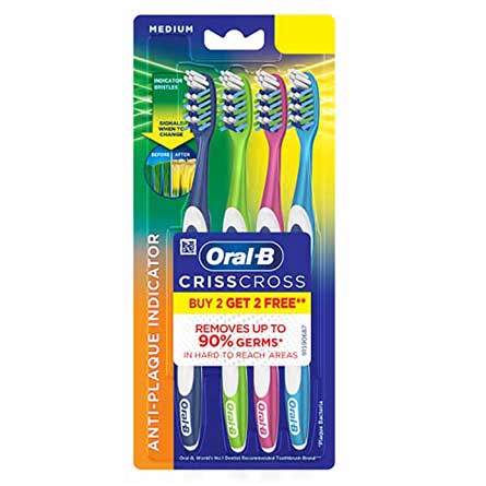 Oral B CrissCross Anti Plaque B2G2 Medium Toothbrush Medium -0