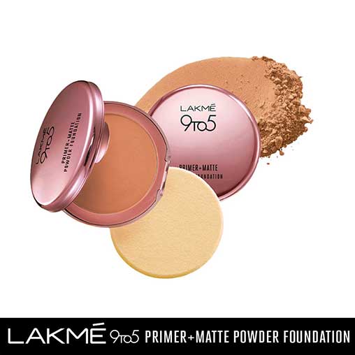 Lakmé 9 To 5 Primer + Matte Powder Foundation Compact, Natural Almond,9g-11786