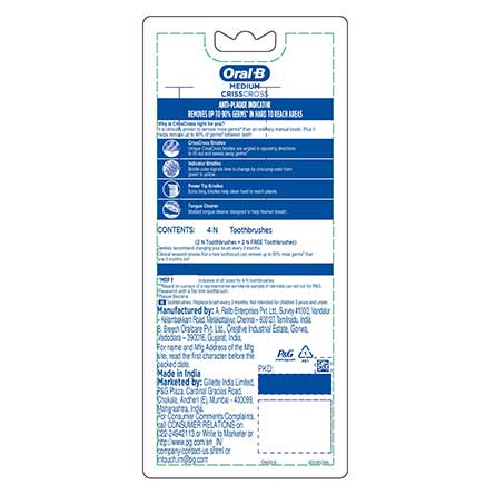 Oral B CrissCross Anti Plaque B2G2 Medium Toothbrush Medium -11898