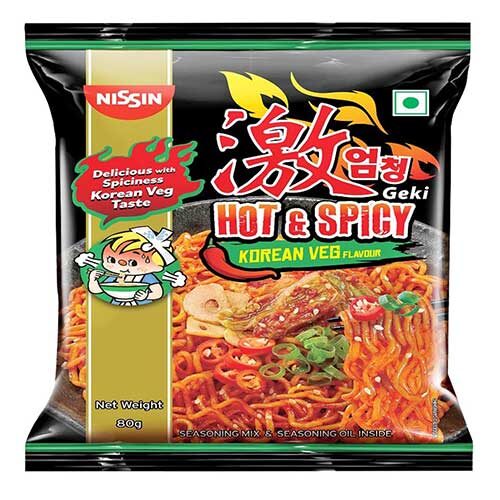 Nissin Hot & Spicy Geki Korean Veg Noodles, 80g-0
